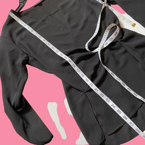 Allsaints Black Wrap Mia Sleeve Top Blouse XS Polyester - Picture 9 of 13